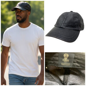 Vintage Cobra Caps Black Leather 6 Panel Baseball Cap Dad Hat Strapback Blank